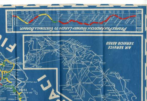 Zoomed part of the map. Shows the Profile of Pan American Highway-Laredo to Guatemala Border