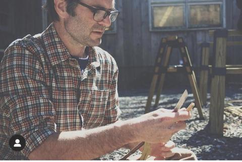 Image of Chris Davenport making a paper mould